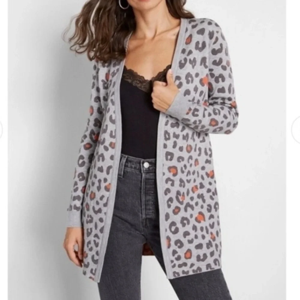 ModCloth Sugarhill Brighton Leopard Print Open Cardigan Sweater Size 6 - Picture 1 of 6